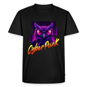 Hibou Cyberpunk - T-shirt Premium bio Homme - noir - Devant - Nico (187cm)