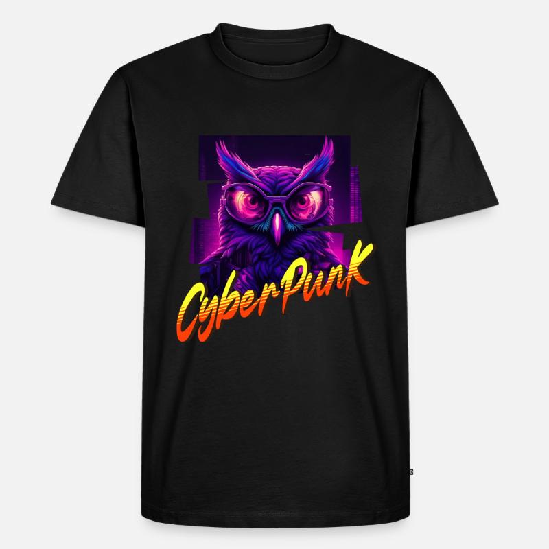 Cyberpunk-Eule - Männer Premium Bio T-Shirt - Schwarz