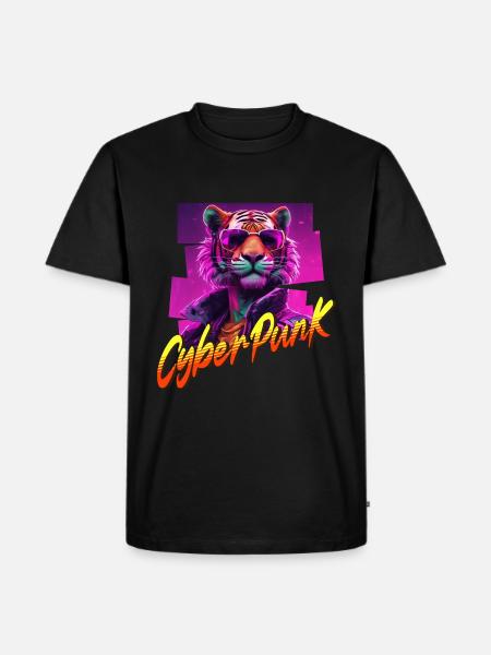 Cyberpunk Tiger - Men's Premium Organic T-Shirt - black