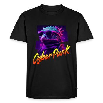 Lézard Cyberpunk - T-shirt Premium bio Homme - noir - Devant - Nico (187cm)
