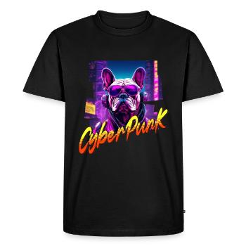 Chien Bulldog Cyberpunk - T-shirt Premium bio Homme - noir - Devant - Nico (187cm)