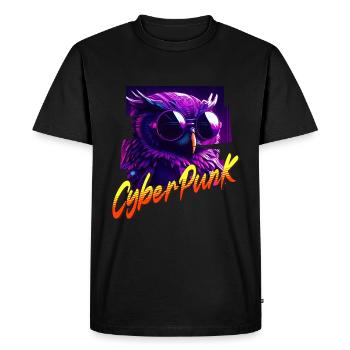 Hibou Cyberpunk - T-shirt Premium bio Homme - noir - Devant - Nico (187cm)