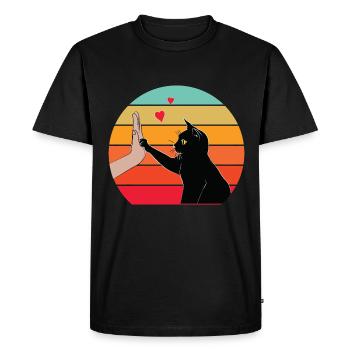 Cat High Five - T-shirt Premium bio Homme - noir - Devant - Nico (187cm)