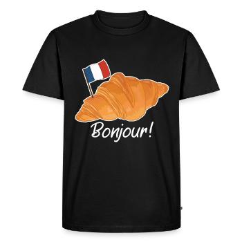 Bonjour Croissant - Drôle de cuisine française - T-shirt Premium bio Homme - noir - Devant - Nico (187cm)