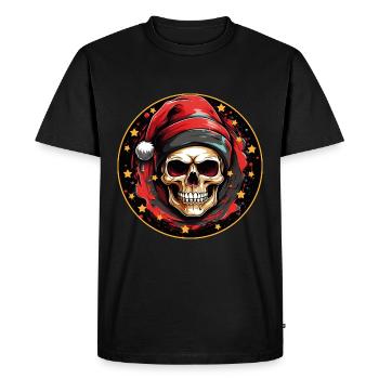 Crâne comme crâne de Père Noël avec chapeau de Père Noël - T-shirt Premium bio Homme - noir - Devant - Nico (187cm)