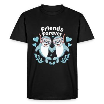 Deux drôles d’amis phoques pour toujours - T-shirt Premium bio Homme - noir - Devant - Nico (187cm)