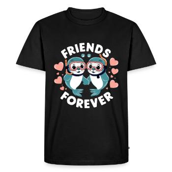 Deux drôles d’amis phoques pour toujours - T-shirt Premium bio Homme - noir - Devant - Nico (187cm)