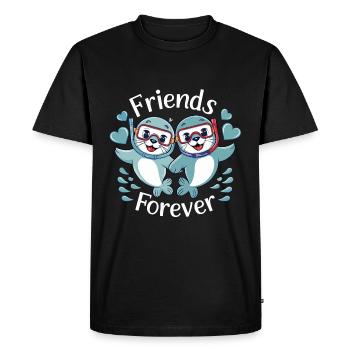 Deux drôles d’amis phoques pour toujours - T-shirt Premium bio Homme - noir - Devant - Nico (187cm)