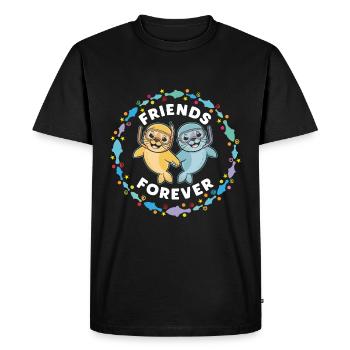 Deux phoques drôles sceaux amis pour toujours - T-shirt Premium bio Homme - noir - Devant - Nico (187cm)