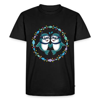 Deux phoques drôles sceaux amis pour toujours - T-shirt Premium bio Homme - noir - Devant - Nico (187cm)