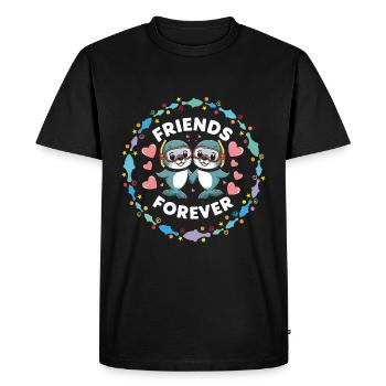 Deux phoques drôles sceaux amis pour toujours - T-shirt Premium bio Homme - noir - Devant - Nico (187cm)