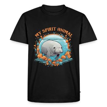 Dugong Mon animal spirituel J’aime les lamantins - T-shirt Premium bio Homme - noir - Devant - Nico (187cm)