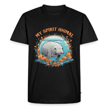 Dugong Mon animal spirituel J’aime les lamantins - T-shirt Premium bio Homme - noir - Devant - Nico (187cm)