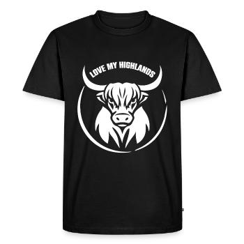 Mon bétail des Highlands J’adore Highlands - T-shirt Premium bio Homme - noir - Devant - Nico (187cm)