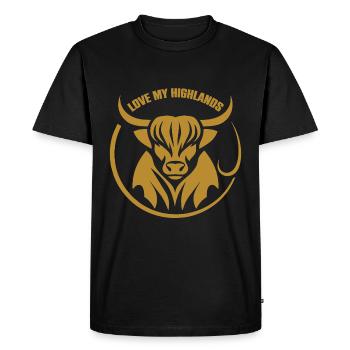 Mon bétail des Highlands que j’aime Highlands - T-shirt Premium bio Homme - noir - Devant - Nico (187cm)