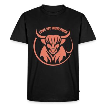 Mon bétail des Highlands J’adore Highlands - T-shirt Premium bio Homme - noir - Devant - Nico (187cm)