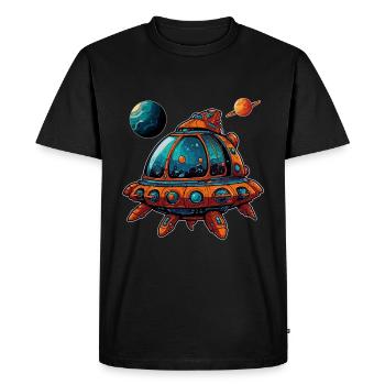 Soucoupe volante de vaisseau spatial imaginative - T-shirt Premium bio Homme - noir - Devant - Nico (187cm)