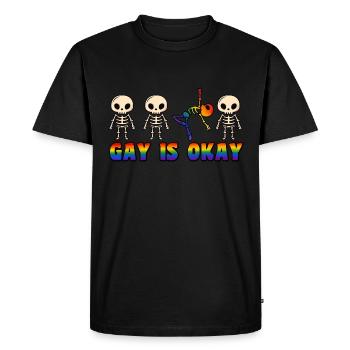 Gay is okay LGBT Pride Mois - T-shirt Premium bio Homme - noir - Devant - Nico (187cm)