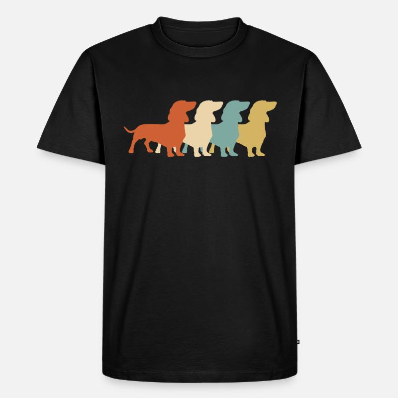 Dackel Retro Teckel Dachshund - Männer Premium Bio T-Shirt - Schwarz