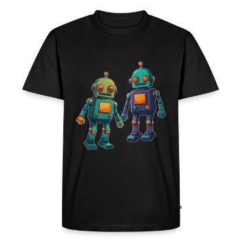 C’est ma chemise de robot deux mignons petits robots - T-shirt Premium bio Homme - noir - Devant - Nico (187cm)