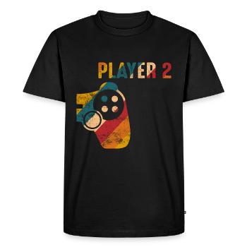 Player 2 gamer partnerlook cadeau - T-shirt Premium bio Homme - noir - Devant - Nico (187cm)