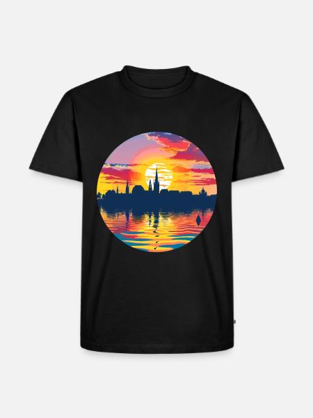 Konstanz Skyline - Männer Premium Bio T-Shirt - Schwarz