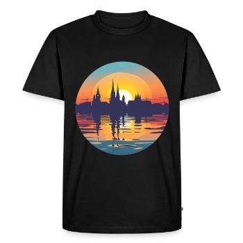 Krefeld Skyline - Men's Premium Organic T-Shirt - black - Front - Nico (187cm)