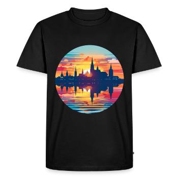 Mainz Skyline - Männer Premium Bio T-Shirt - Schwarz - Vorne - Nico (187cm)