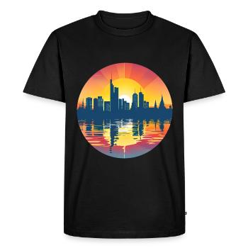 Lunen Skyline - Men's Premium Organic T-Shirt - black - Front - Nico (187cm)