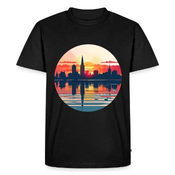Moers Skyline - Men's Premium Organic T-Shirt - black - Front - Nico (187cm)