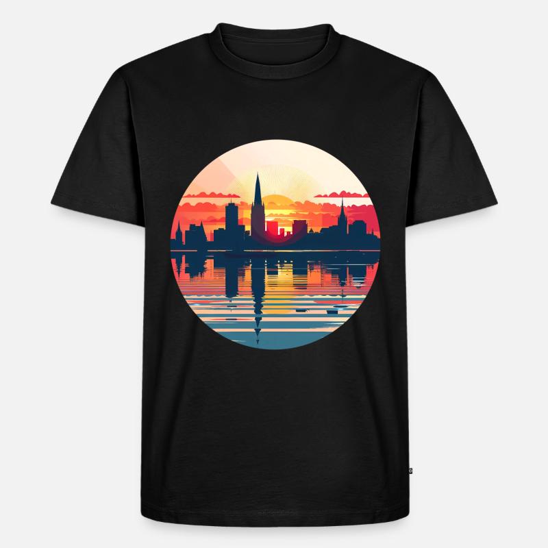 Moers Skyline - Männer Premium Bio T-Shirt - Schwarz