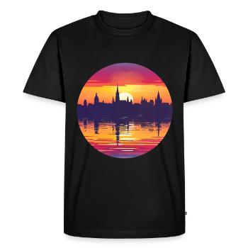Ratingen Skyline - Men's Premium Organic T-Shirt - black - Front - Nico (187cm)