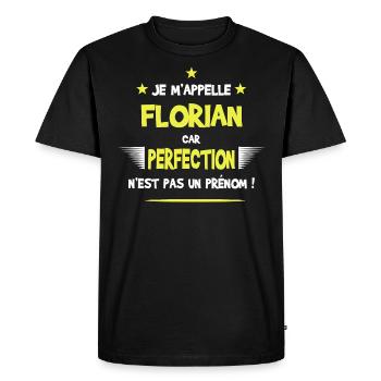 Florian cadeau humour et drôle - T-shirt Premium bio Homme - noir - Devant - Nico (187cm)