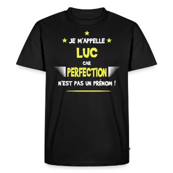 Luc cadeau humour et drôle - T-shirt Premium bio Homme - noir - Devant - Nico (187cm)
