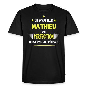 Mathieu cadeau humour et drôle - T-shirt Premium bio Homme - noir - Devant - Nico (187cm)