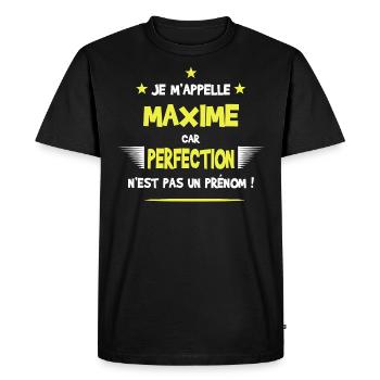 Maxime cadeau humour et drôle - T-shirt Premium bio Homme - noir - Devant - Nico (187cm)