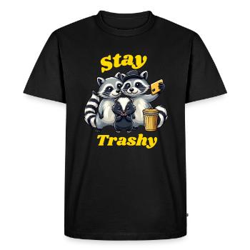Stay Trashy Funny Raccoon, Opossum, Skunk funny - Men's Premium Organic T-Shirt - black - Front - Nico (187cm)
