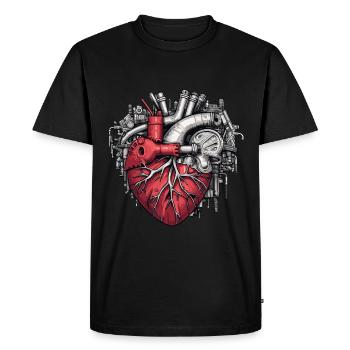 Cœur Mécanicien de machines Métier d’artisan - T-shirt Premium bio Homme - noir - Devant - Nico (187cm)