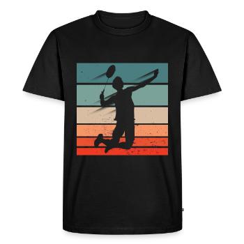 Badminton Player Jump Smash - Men's Premium Organic T-Shirt - black - Front - Nico (187cm)