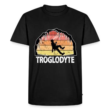 Troglodyte Funny Caving - Potholing Speleology - Men's Premium Organic T-Shirt - black - Front - Nico (187cm)