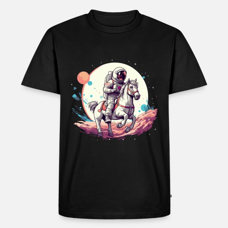 Astronaut auf Pferd im All - Männer Premium Bio T-Shirt - Schwarz