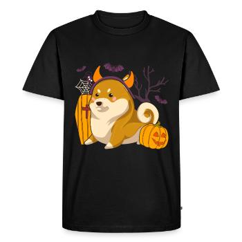 Halloween Bat Pumpkin Dogs Devil Shiba Inu - Men's Premium Organic T-Shirt - black - Front - Nico (187cm)