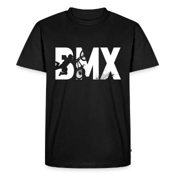 Vélo BMX idée cadeau enfant et homme - T-shirt Premium bio Homme - noir - Devant - Nico (187cm)