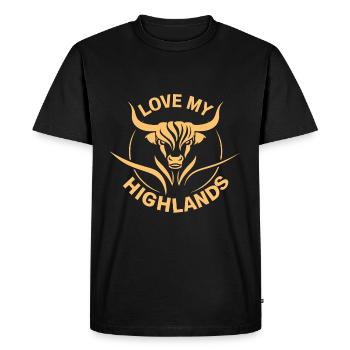 Mon bétail des Highlands que j’aime Highlands - T-shirt Premium bio Homme - noir - Devant - Nico (187cm)