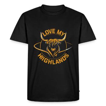 Mon bétail des Highlands que j’aime Highlands - T-shirt Premium bio Homme - noir - Devant - Nico (187cm)