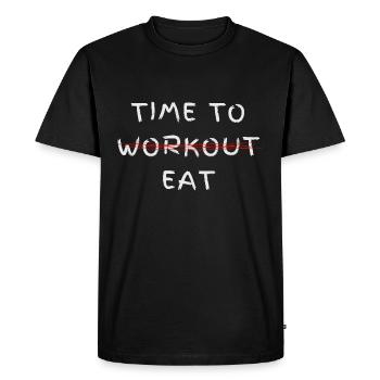 Funny Time to Eat Workout Crossover Tee - Men's Premium Organic T-Shirt - black - Front - Nico (187cm)