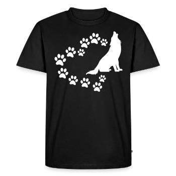 Loup de coeur de patte - T-shirt Premium bio Homme - noir - Devant - Nico (187cm)