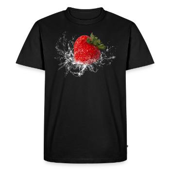 Strawberry fruit fruit fruits delicious fresh - Men's Premium Organic T-Shirt - black - Front - Nico (187cm)