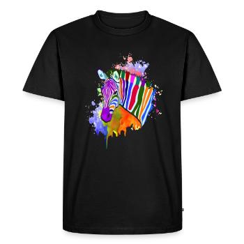 Rainbow Zebra Shirt Colorful - Men's Premium Organic T-Shirt - black - Front - Nico (187cm)