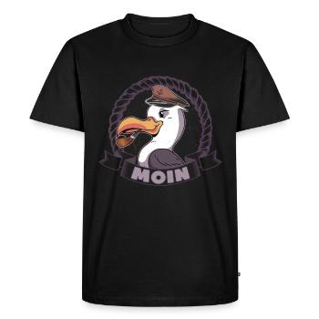 Moin Seagull Northern Lights Northern Germany Low German - Men's Premium Organic T-Shirt - black - Front - Nico (187cm)